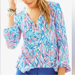 Lilly Pulitzer Lilias Tunic Top - Tiki Pink Shake It Up